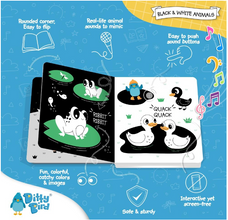 Ditty Bird High Contrast Black & White Baby Book | Early Learning Resources with Sound | Visual Stimulation & Tummy Time Sensory Toys | Montessori Toys for Babies | Sturdy, Baby Books for Boys & Girls