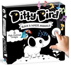 Ditty Bird High Contrast Black & White Baby Book | Early Learning Resources with Sound | Visual Stimulation & Tummy Time Sensory Toys | Montessori Toys for Babies | Sturdy, Baby Books for Boys & Girls